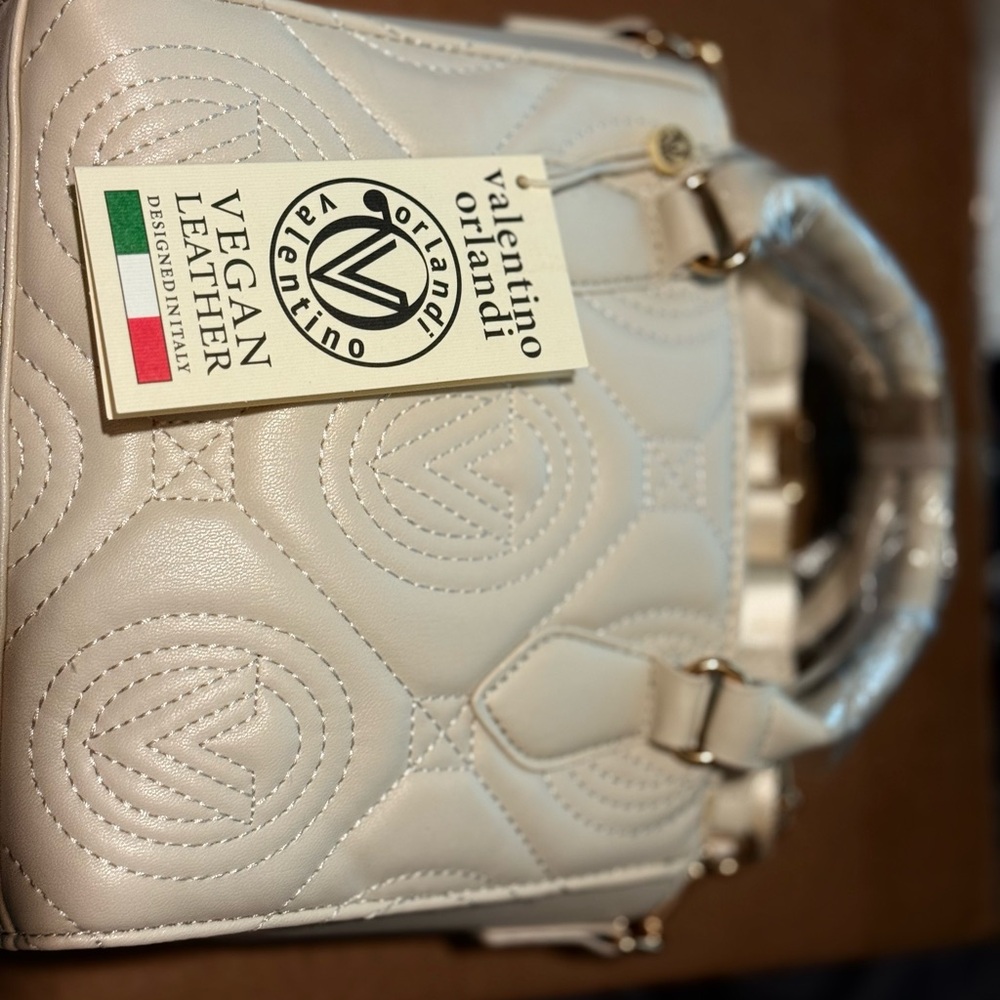 Valentino Orlandi Cream Satchel with Quilted Design